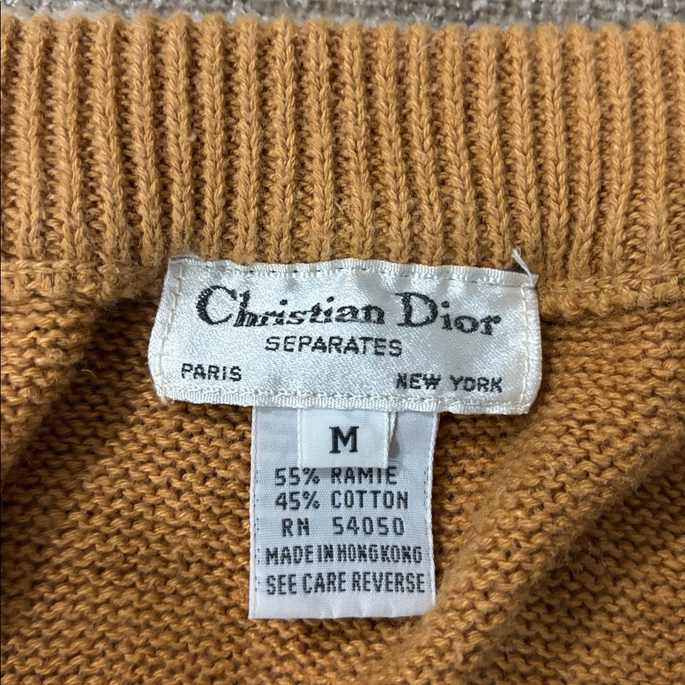 Christian Dior Vintage Mustard Ribbed Knit High Waist Pencil Midi Skirt Size M‎ - Picture 5 of 12